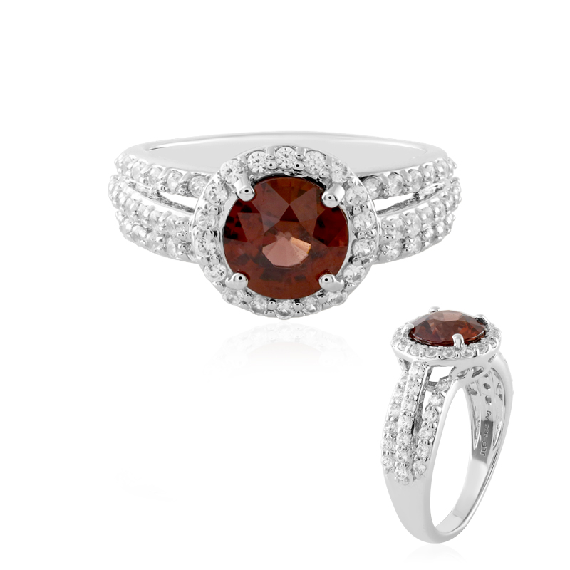 Pinkfarbener Zirkon-Silberring