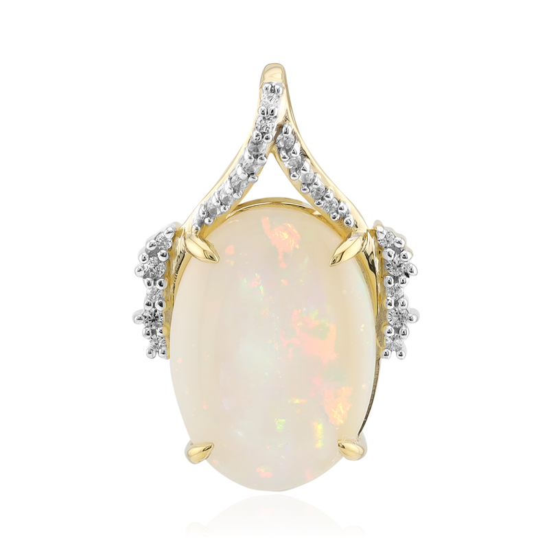Brasilianischer Weißer Opal-Goldanhänger Brasilianischer Weißer Opal-Goldanhänger