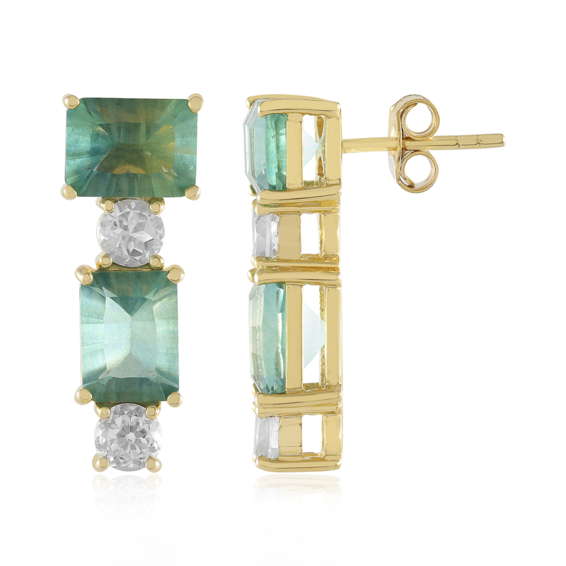 Grüner Fluorit-Silberohrringe