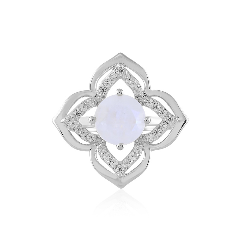 Regenbogen-Mondstein-Silberring