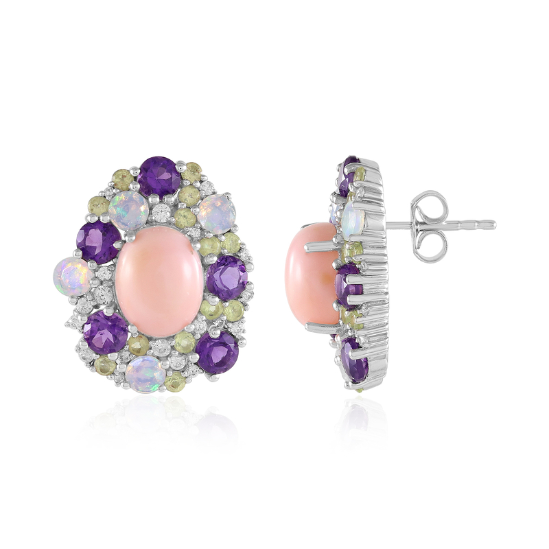 Pinkfarbener Opal-Silberohrringe (de Melo Essence)