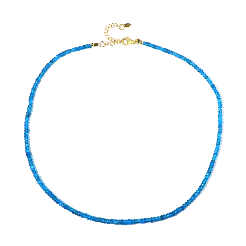 Neonblauer Apatit-Silberhalskette