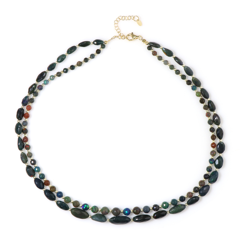 Mezezo-Opal-Silberhalskette (Riya)