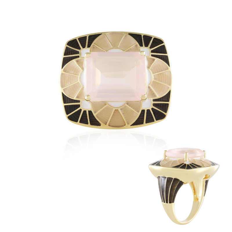 Rosenquarz-Silberring (Adela Silber)