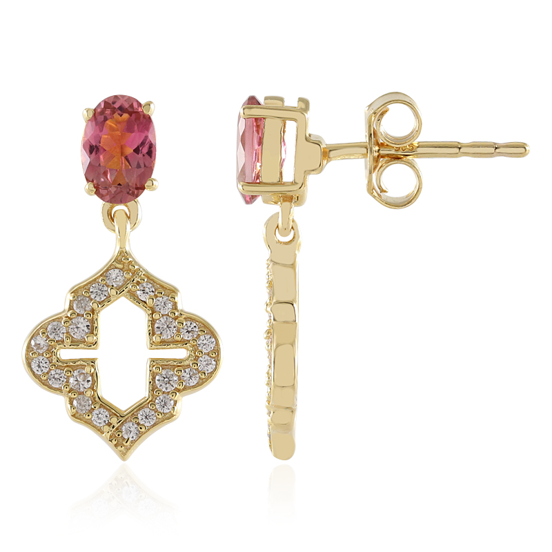 Nigerianischer Pinkfarbener Turmalin-Silberohrringe Nigerianischer Pinkfarbener Turmalin-Silberohrringe