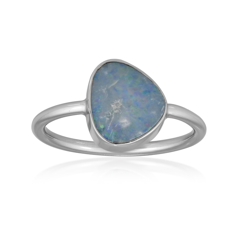 Opal-Dublette-Silberring (MONOSONO COLLECTION)