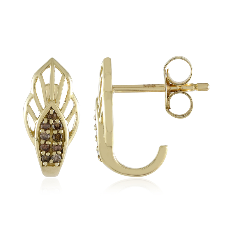 I2 Champagner-Diamant-Goldohrringe (Ornaments by de Melo)