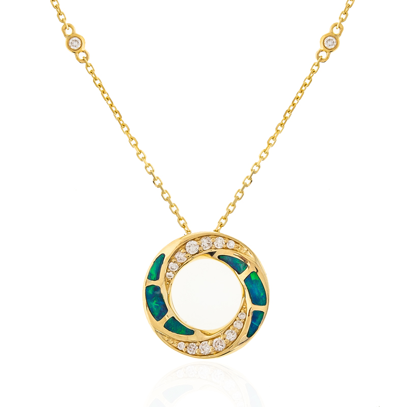 Lightning Ridge-Schwarzer Opal-Goldhalskette (CIRARI) Lightning Ridge-Schwarzer Opal-Goldhalskette (CIRARI)