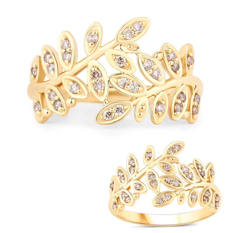 I2 Schokoladen-Brillant-Goldring (SUHANA)