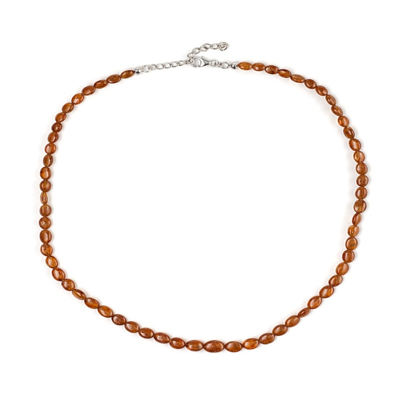 Hessonit-Granat-Silberhalskette