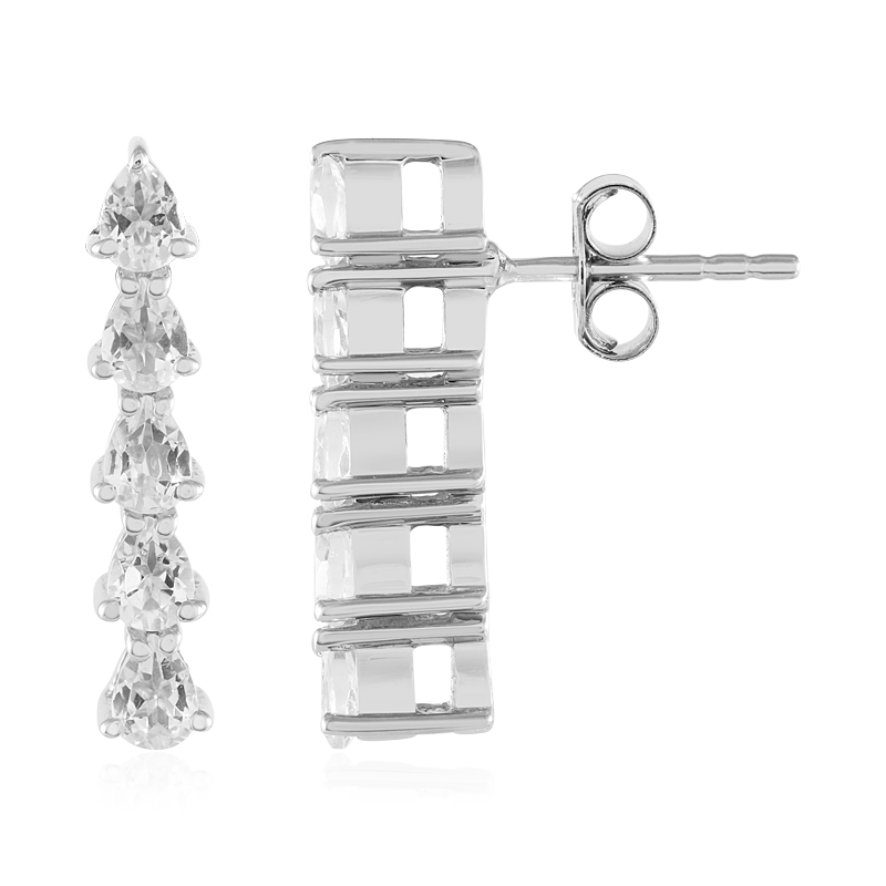 Weißer Topas-Silberohrringe