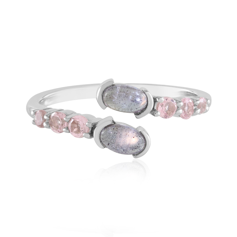 Pinkfarbener Maniry-Labradorit-Silberring Pinkfarbener Maniry-Labradorit-Silberring