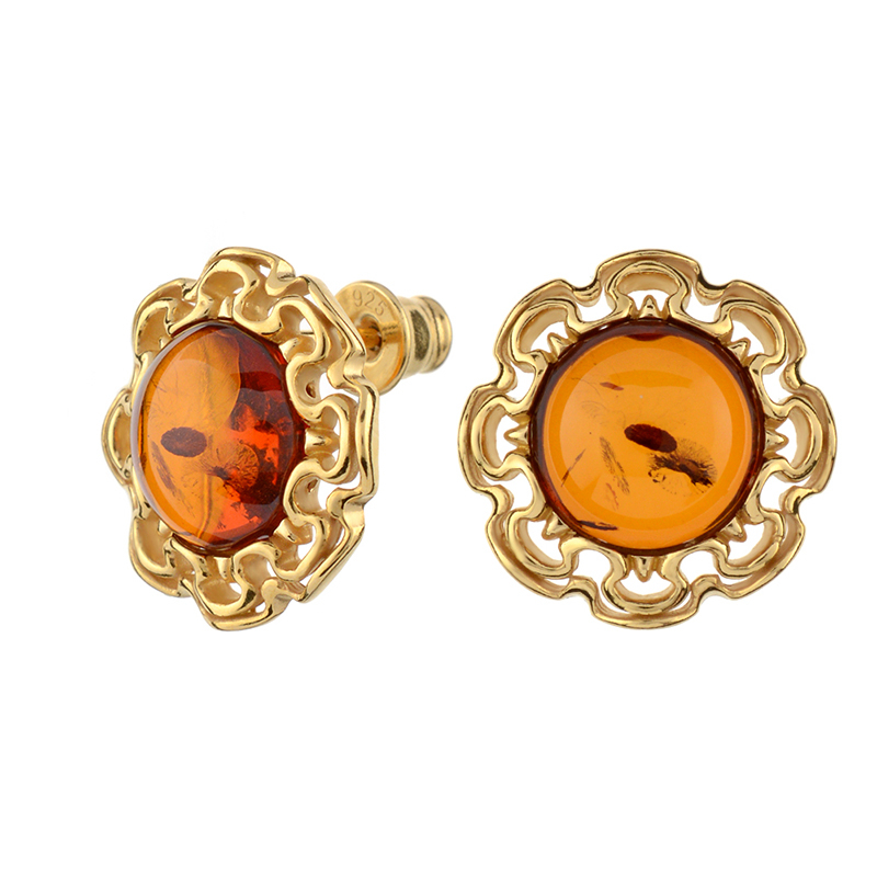 Baltischer Cognac-Bernstein-Silberohrringe (dagen)