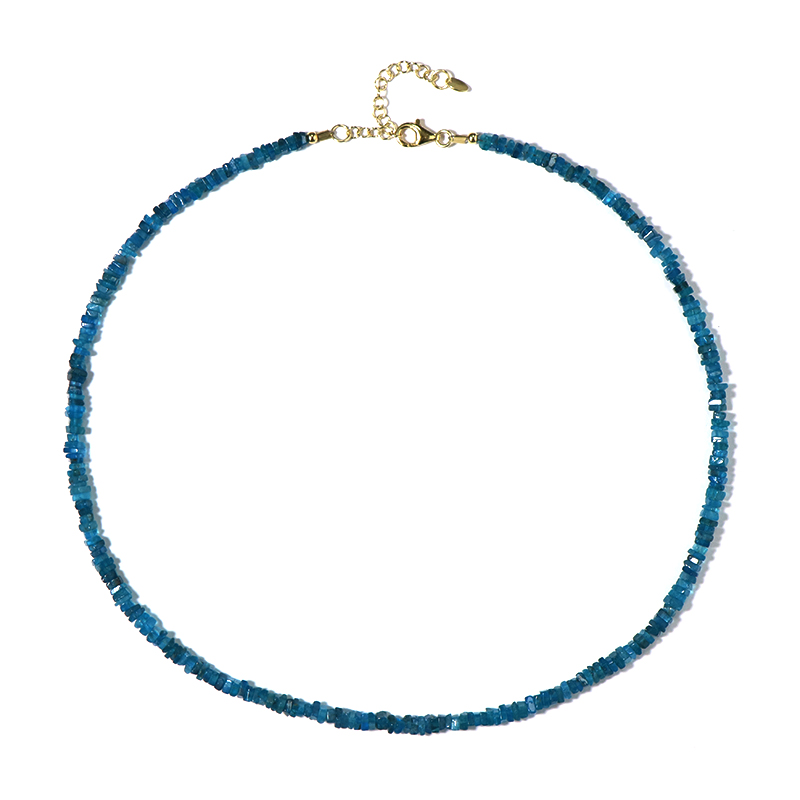 Neonblauer Apatit-Silberhalskette Neonblauer Apatit-Silberhalskette