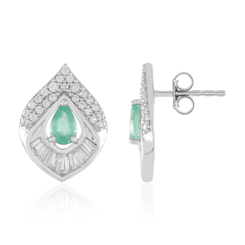 Russischer Smaragd-Silberohrringe (Adela Silber)