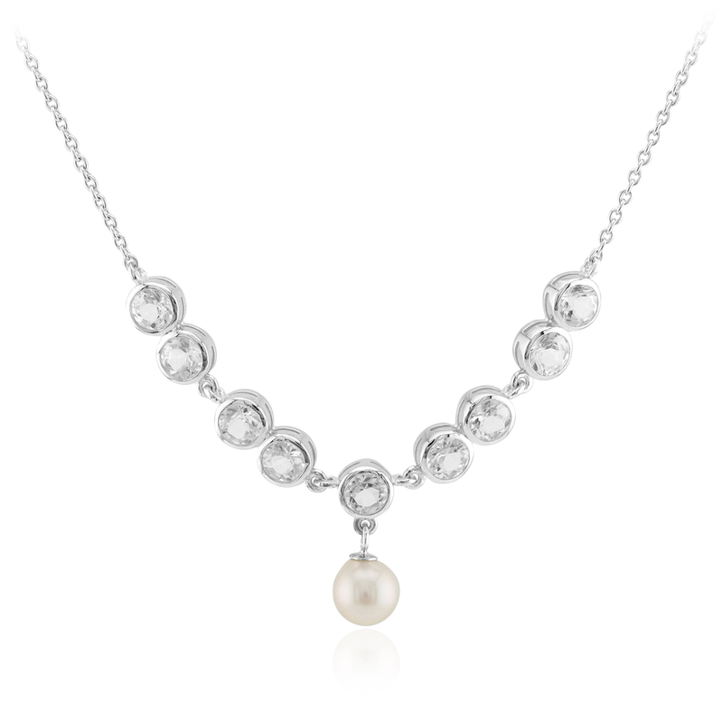 Weiße Süßwasserzuchtperlen-Silbercollier Weiße Süßwasserzuchtperlen-Silbercollier