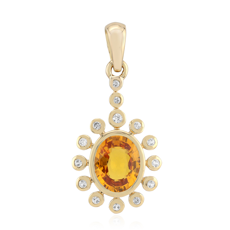 Oranger Ban Ka Cha-Saphir-Goldanhänger