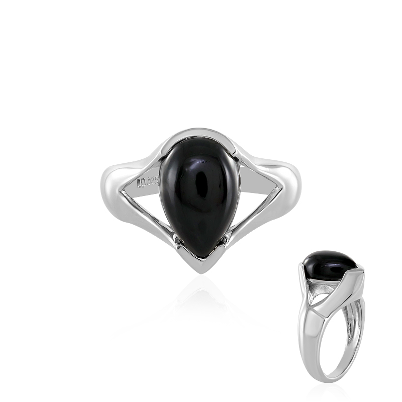 Schwarzer Onyx-Silberring