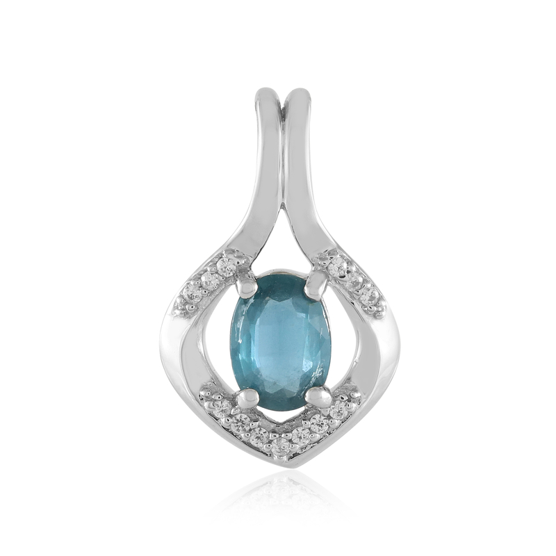 Petrol-Kyanit-Silberanhänger