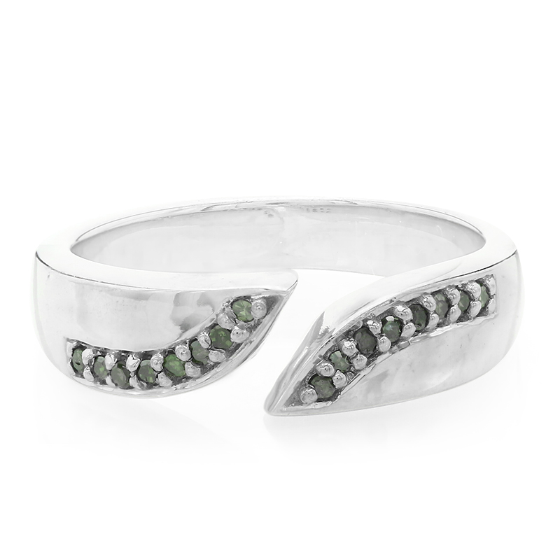 Smaragdgrüner Diamant-Silberring