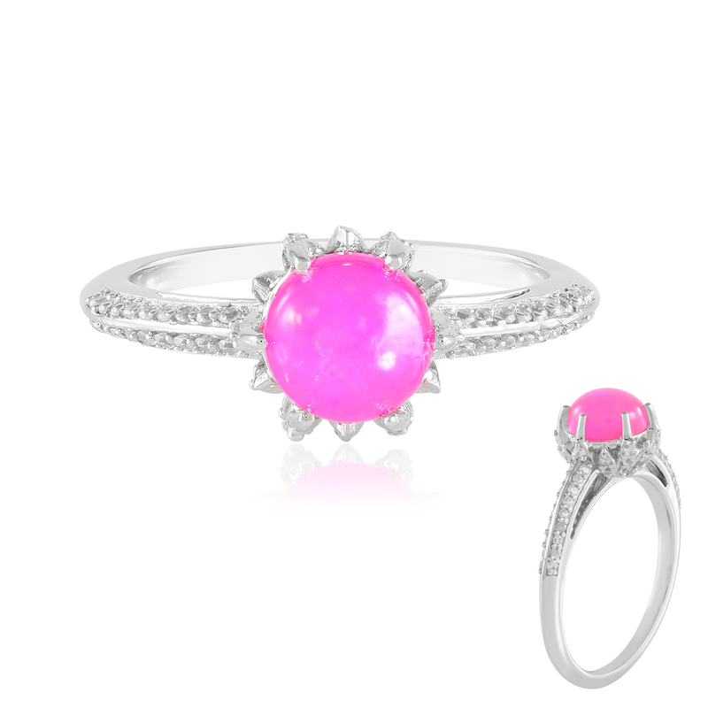 Äthiopischer Pinkfarbener Opal-Silberring