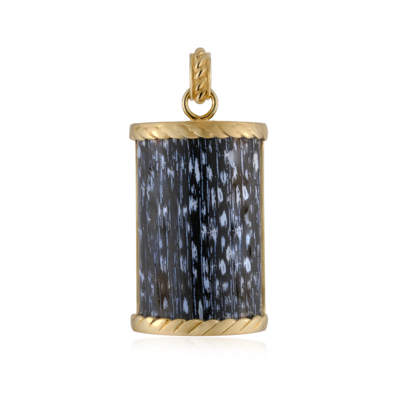 Versteinertes Jambi-Palmenholz-Silberanhänger (Bali Barong)