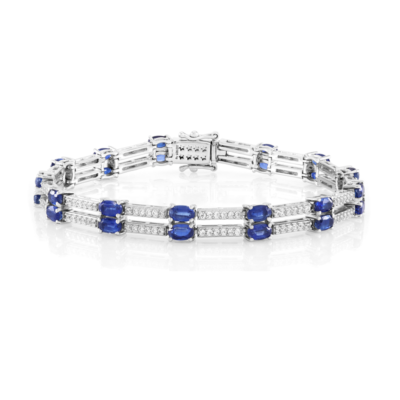 Nepalesischer Kyanit-Silberarmband