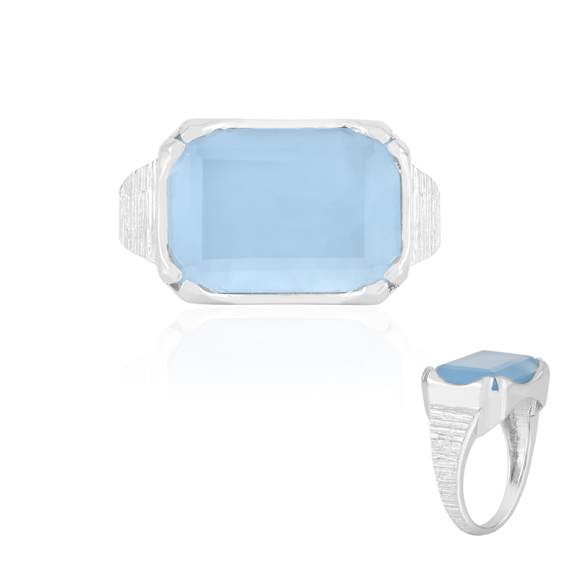 Aqua-Chalzedon-Silberring