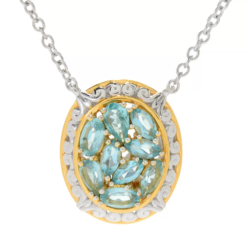 Mintfarbener Fluorapatit-Silbercollier (Gems en Vogue)