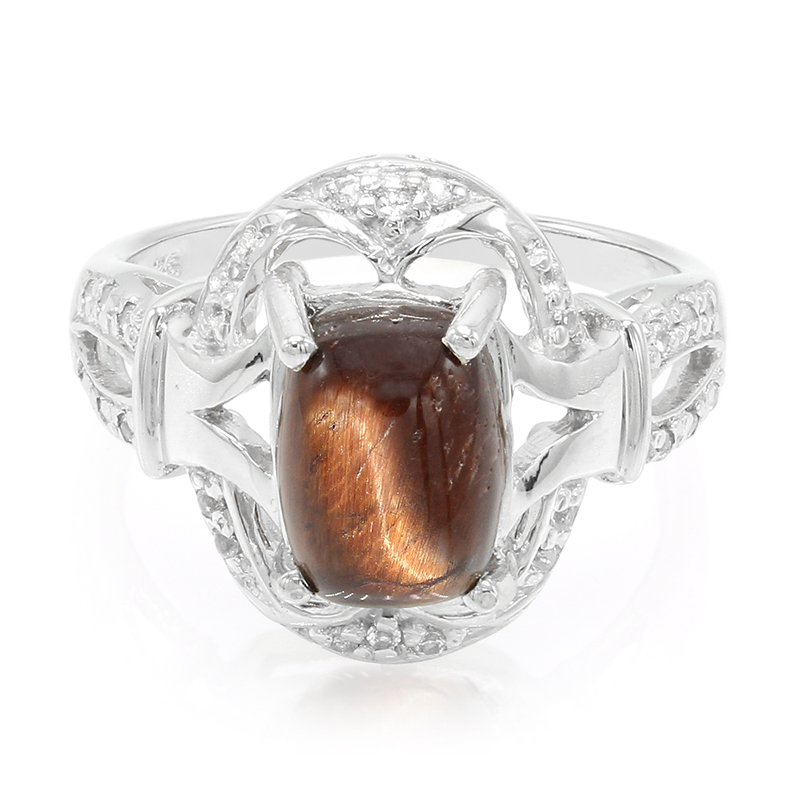 Rotes Tigerauge-Silberring