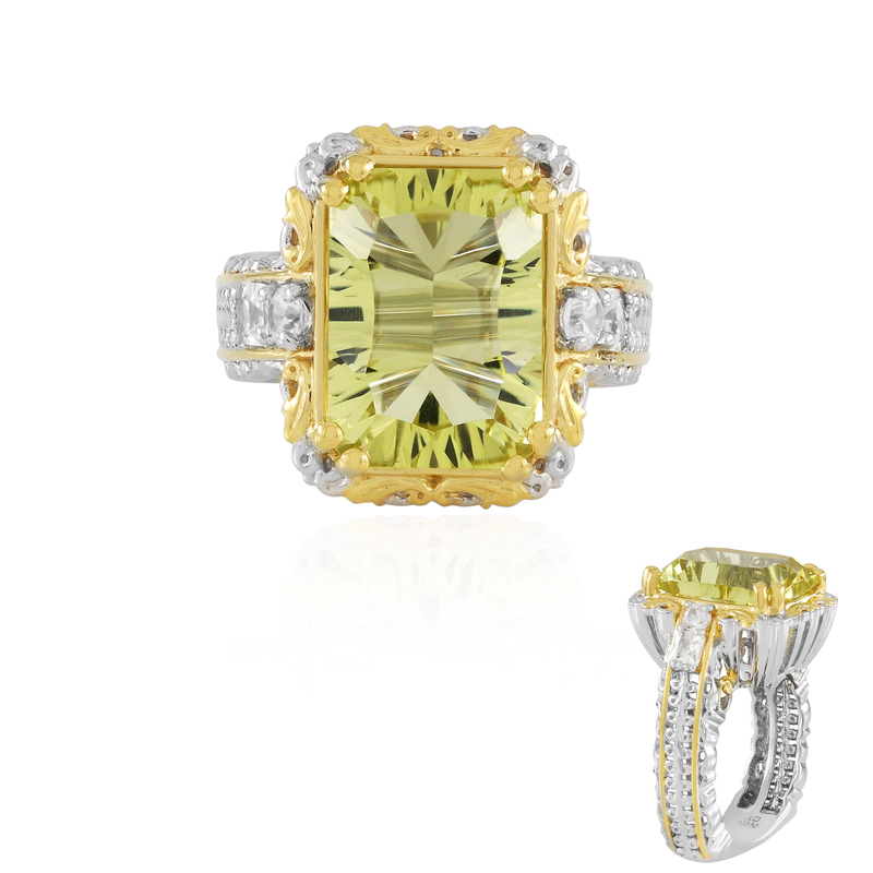 Ouro Verde-Quarz-Silberring (Gems en Vogue)