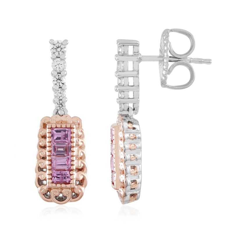 Pinkfarbener Madagaskar-Saphir-Silberohrringe (Gems en Vogue)