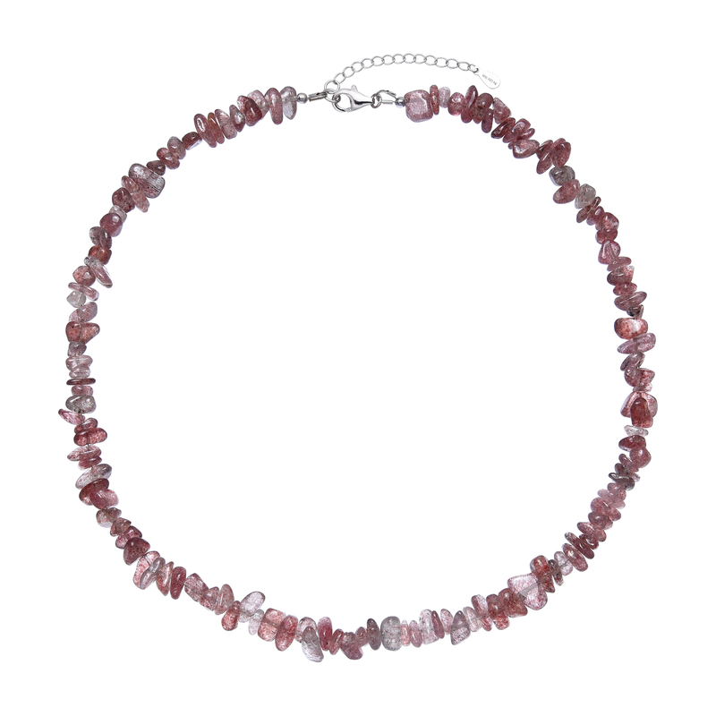 Erdbeer-Quarz-Silberhalskette