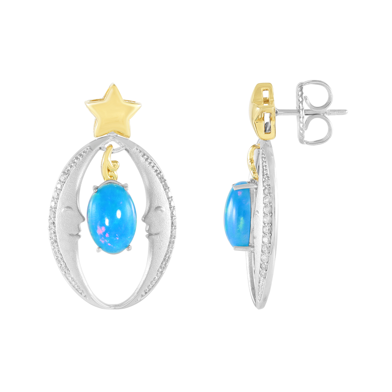 Äthiopischer Blauer Opal-Silberohrringe (Gems en Vogue)