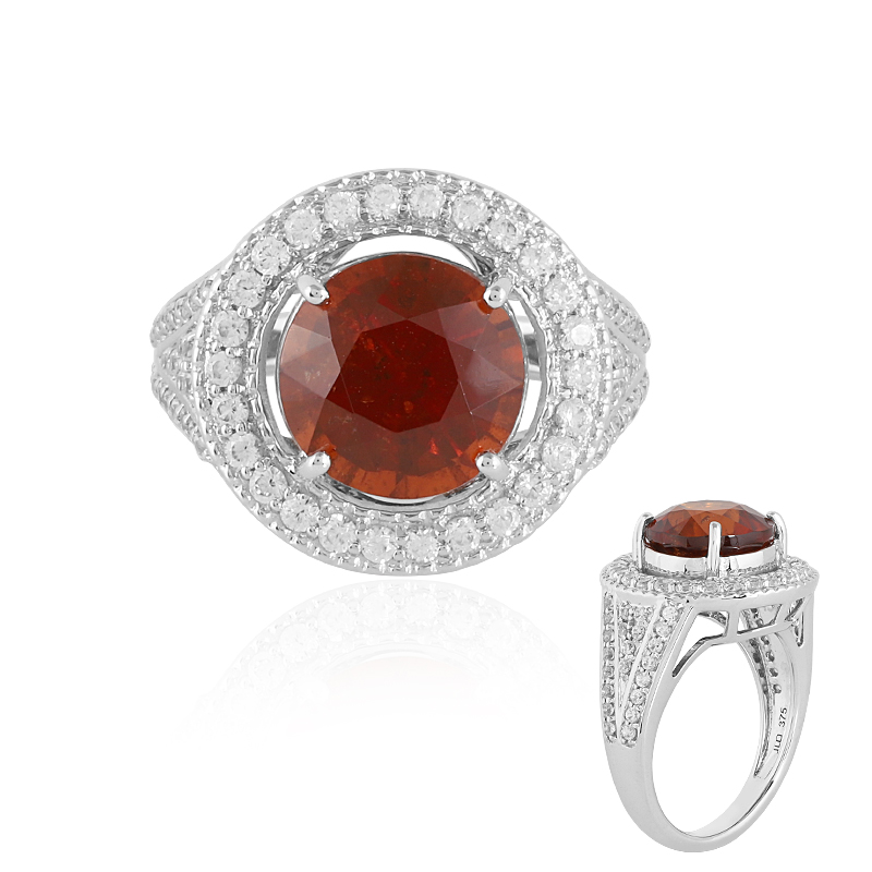 Hessonit-Granat-Goldring Hessonit-Granat-Goldring