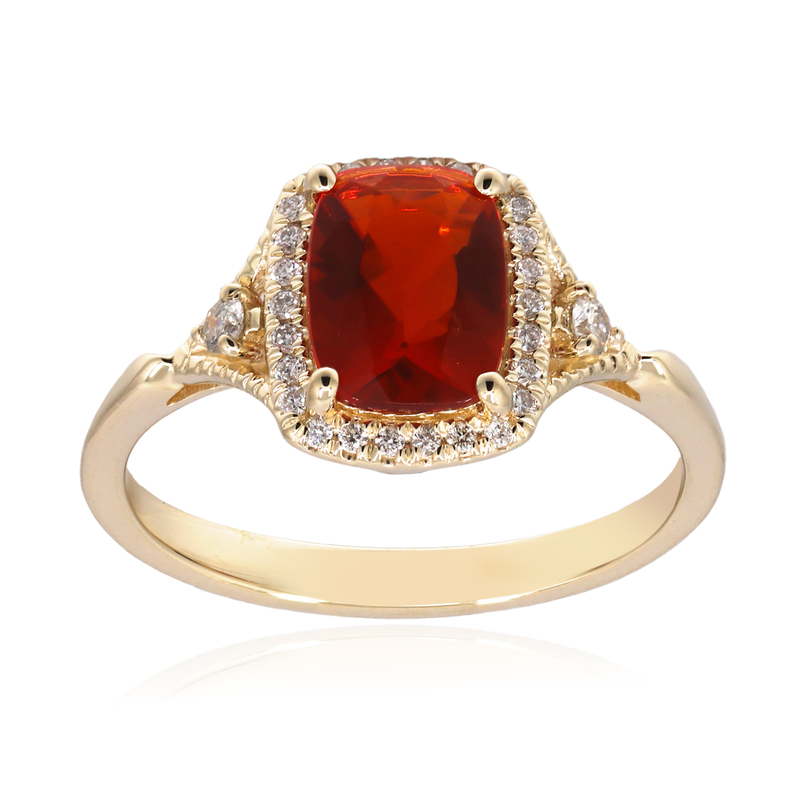 Mexikanischer Feueropal-Goldring (CIRARI)