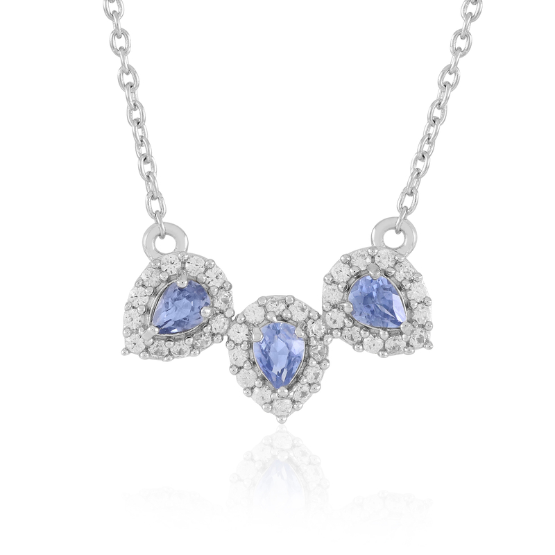 Blauer Ceylon-Saphir-Silbercollier