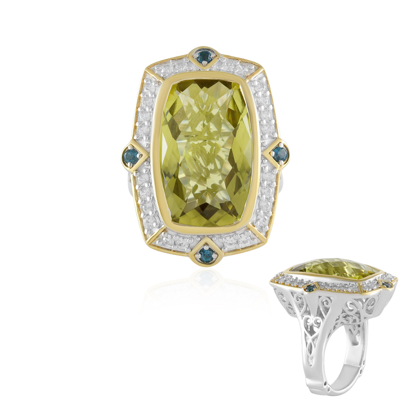 Ouro Verde-Quarz-Silberring (Dallas Prince Designs)