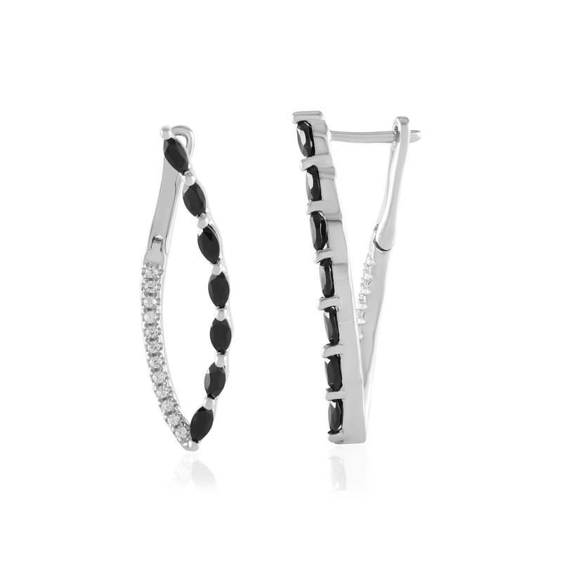 Schwarzer Spinell-Silberohrringe
