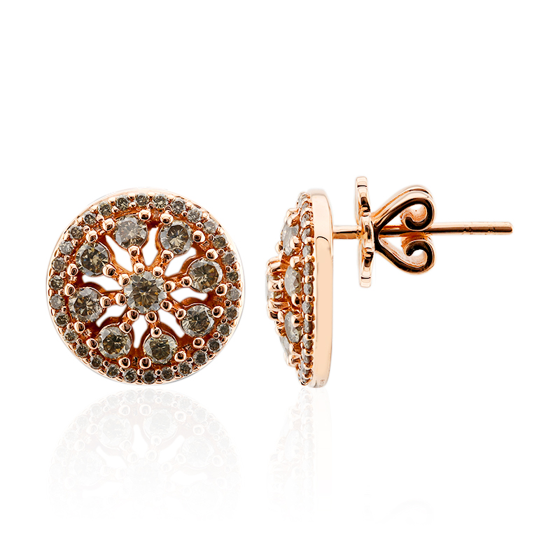 SI1 Argyle-Rose de France-Brillant-Goldohrringe (Annette)