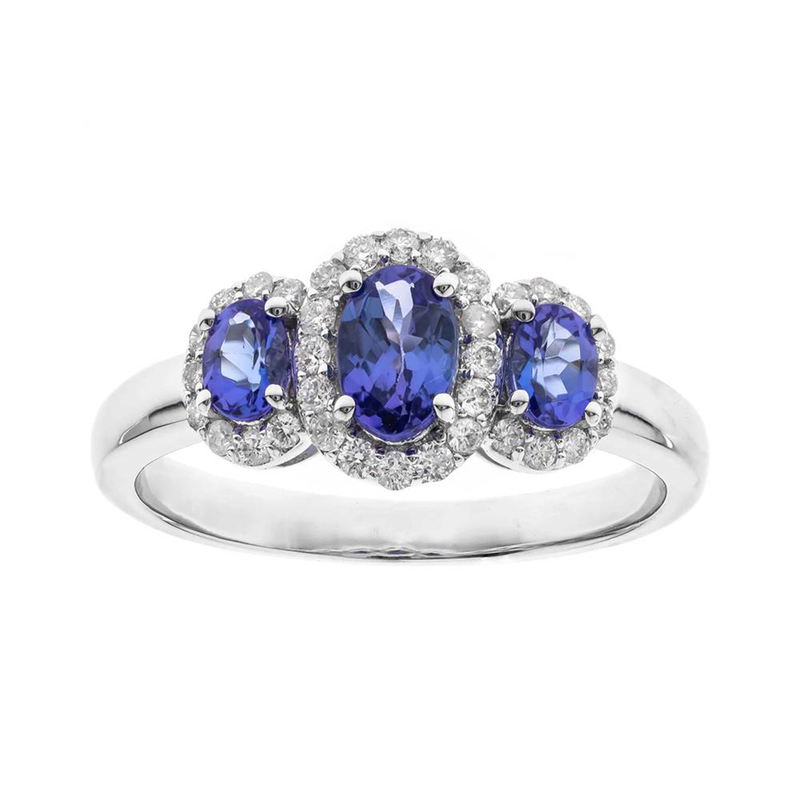 AAA-Tansanit-Goldring - Farbe: Blau