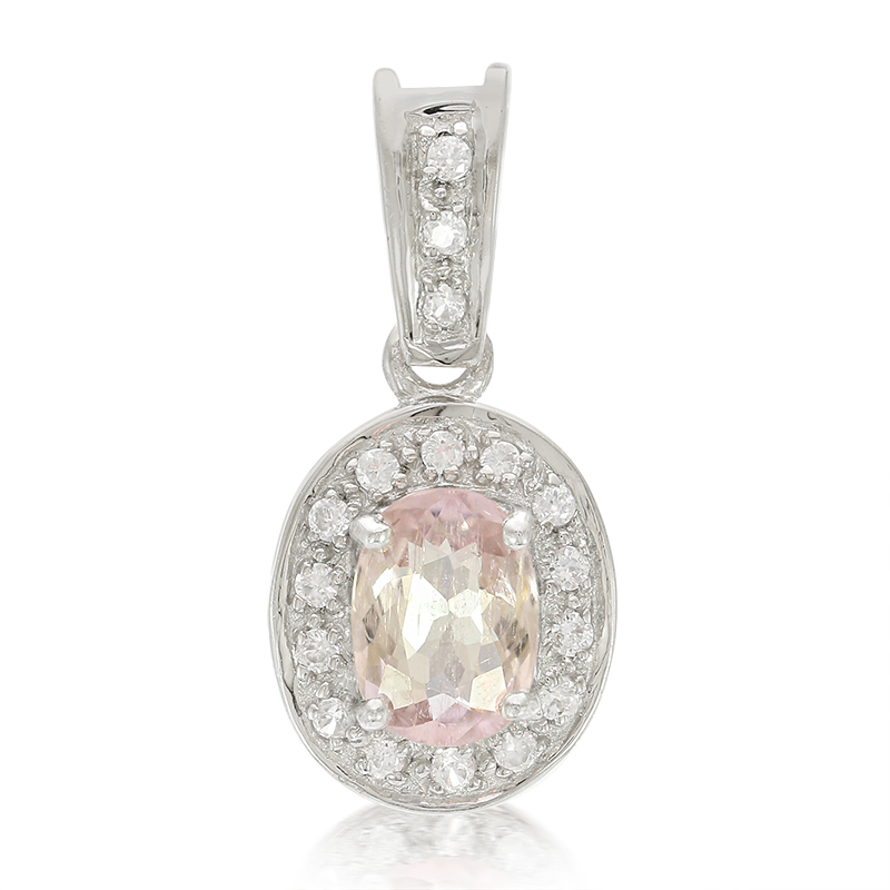 Pinkfarbener Kupfer-Turmalin-Silberanhänger