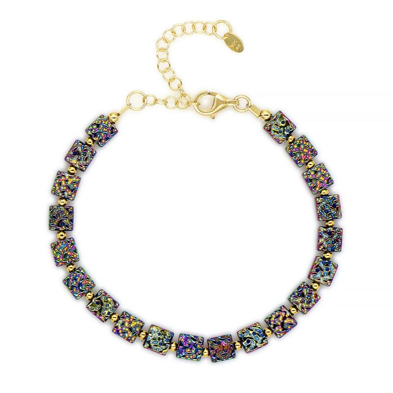 Mystik-Hämatit-Silberarmband
