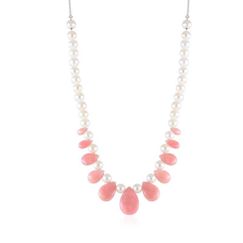 Pinkfarbener Opal-Silbercollier (de Melo Essence)