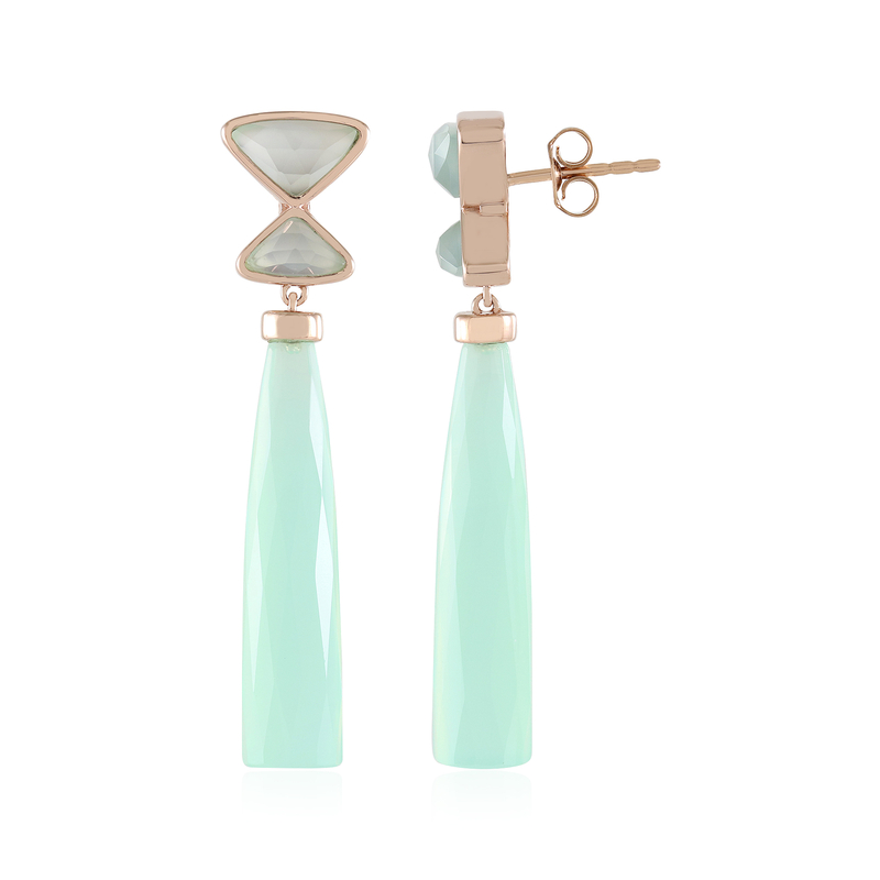 Grüner Chalzedon-Silberohrringe (KM by Juwelo) Grüner Chalzedon-Silberohrringe (KM by Juwelo)