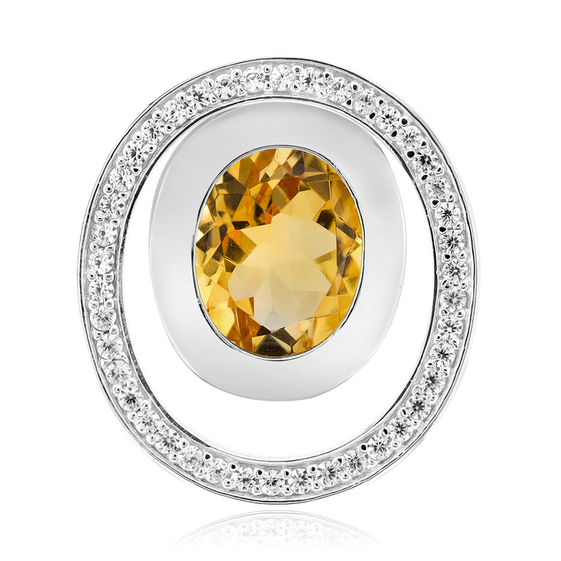 Citrin-Silberanhänger (MONOSONO COLLECTION)