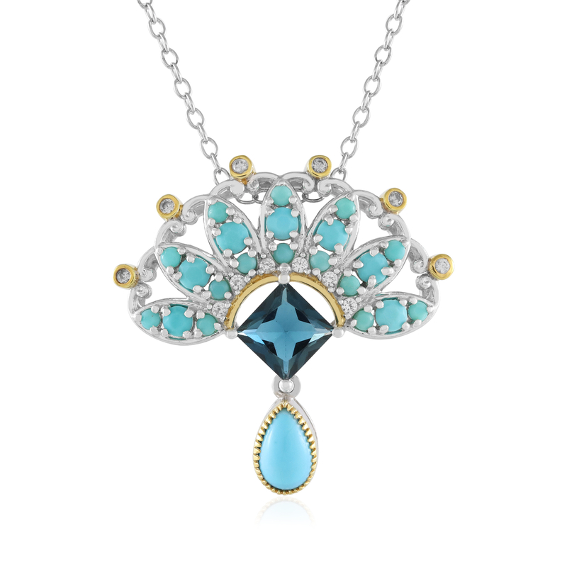 Sleeping Beauty-Türkis-Silberhalskette (Gems en Vogue)