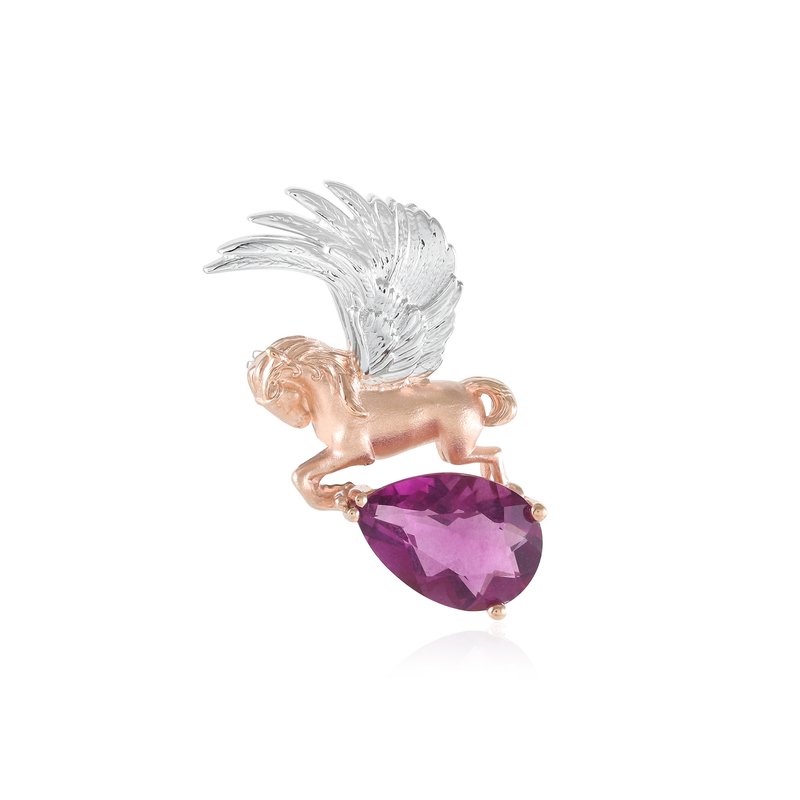 Pinkfarbener Fluorit-Silberanhänger/-brosche (Gems en Vogue)