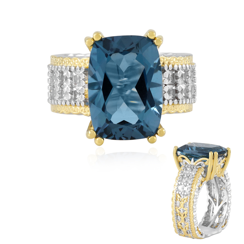 Londonblauer Topas-Silberring (Gems en Vogue)
