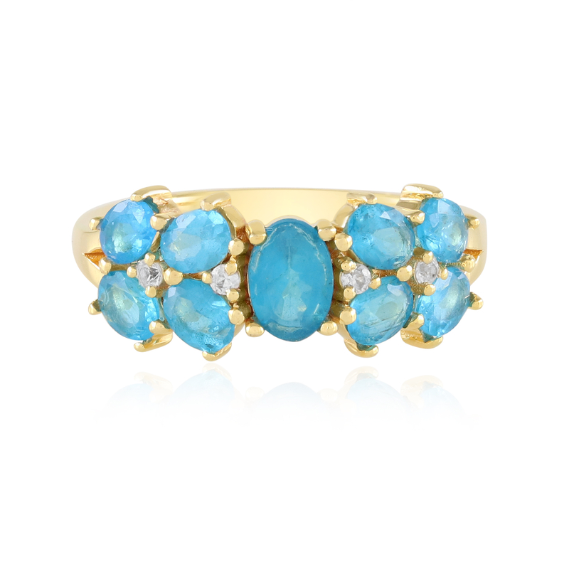 Neonblauer Apatit-Silberring - Farbe: Blau